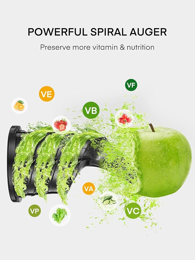 Juicer Machines, 5.4" Extra Large Feed Chute Fit Whole Fruits & Vegetables, Slow Masticating Cold Press Juicer Easy to Clean, 250W, High Juice Yield