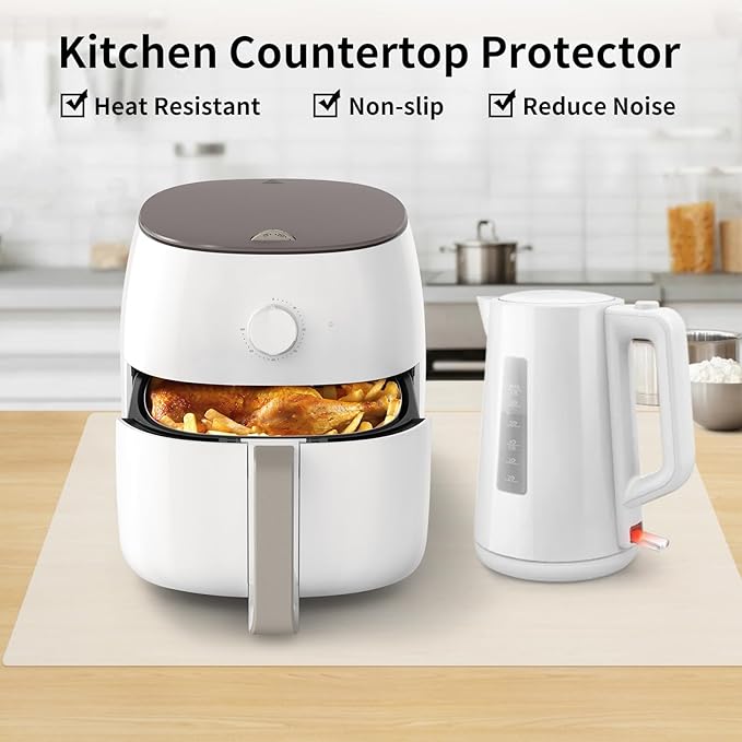 Silicone Mats for Kitchen Counter Thicker Extra Large Heat Resistant Mats Countertop Protector Liners for Bottom of Oven Air Fryer Coffee Maker, 24" x 16" x 2 mm, Translucent