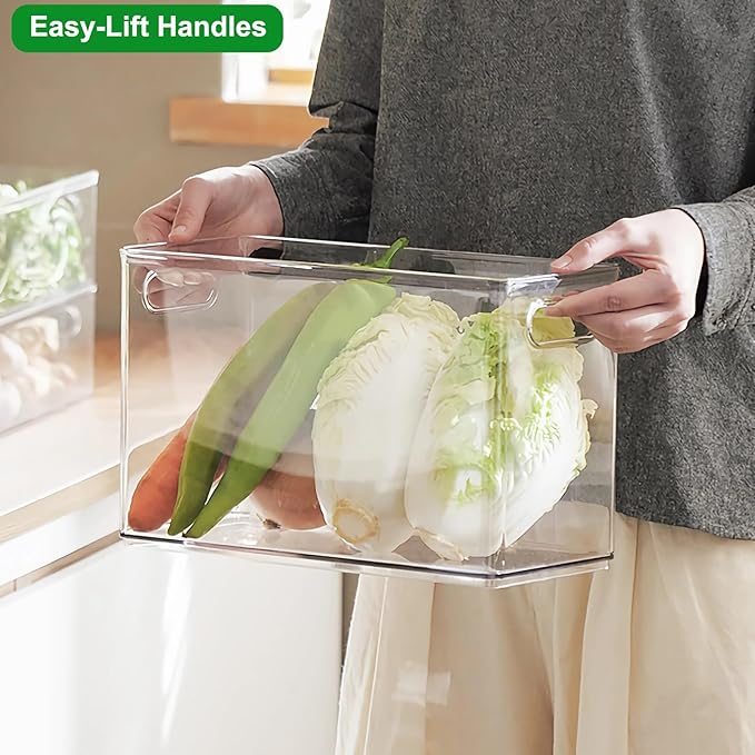 Taiuloo Clear Stackable Storage Drawers - 9.51 Quart Large Plastic Organizer Bins with Pull-Out Drawer, Kitchen Fridge, Bathroom Vanity & Pantry Cabinet Organization