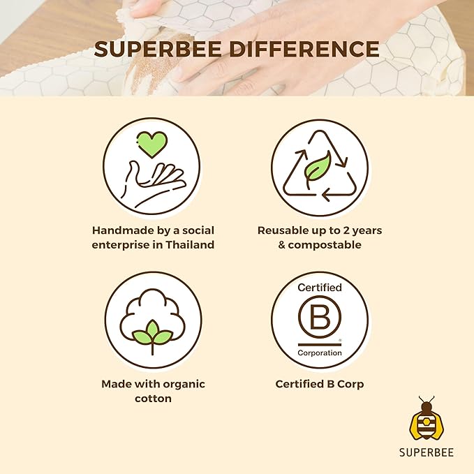SUPERBEE Beeswax Wrap Roll, Reusable for Food, Wraps Rolls, Reusable Bees Paper for Wrapping Vegetables & Cheese, Bowl Covers and Sandwich Wrapping Paper, Roll XL - Passion