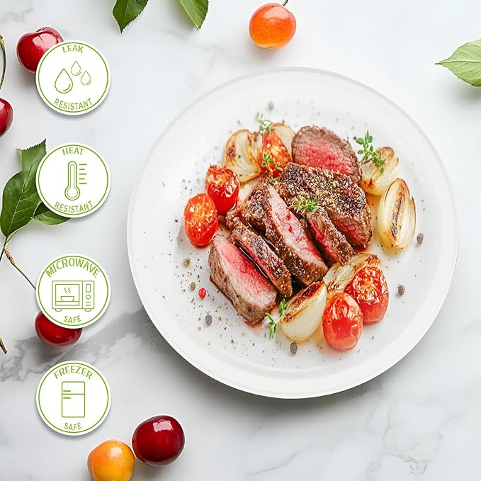 Compostable Paper Plates 9 Inch - 100% Biodegradable, Heavy Duty Eco-Friendly Disposable Plates for Camping，Parties, Weddings, BBQ (150 Pack) (9" White Plates)