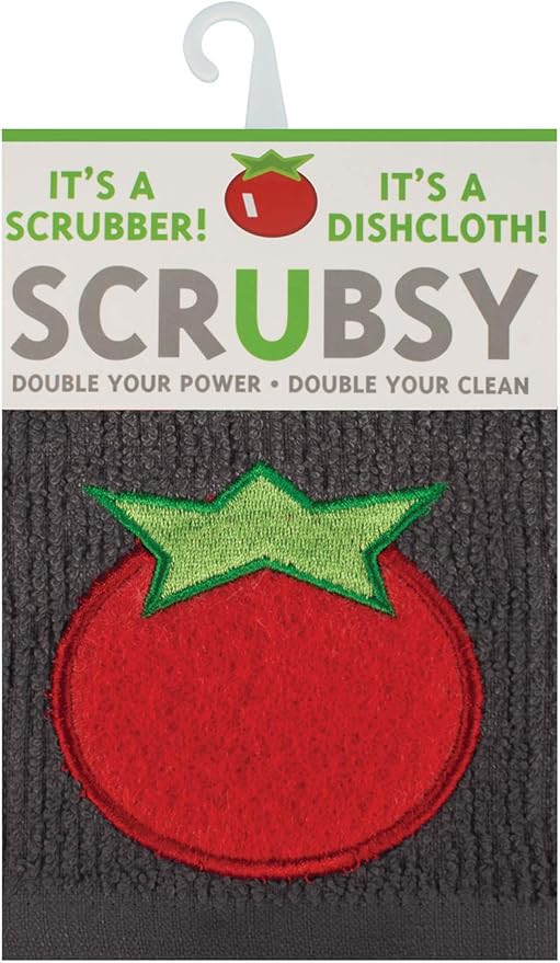 MÜkitchen SCRUBSY 100% Cotton Kitchen Dish Cloth with Built in Scrubber | Various Designs and Super Absorbant (Tomato)