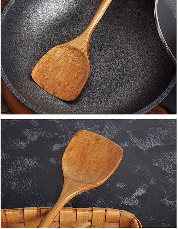 FJNATINH Wooden Spatula with Long Handle for Cooking Kitchen Cookware