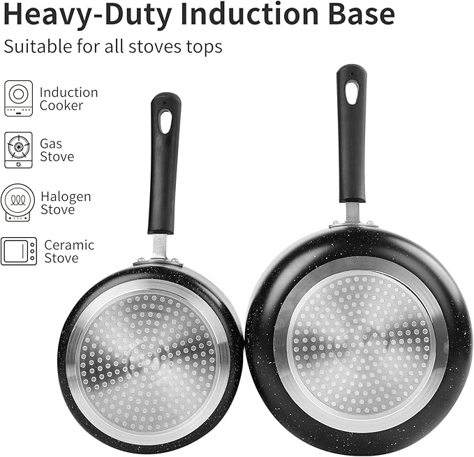 Nonstick Saucepan Set - 2 Quart and 3 Quart,Ultra Non Stick Sauce Pan Small Pot with Glass Lid,Great for Home Kitchen Restaurant,Black