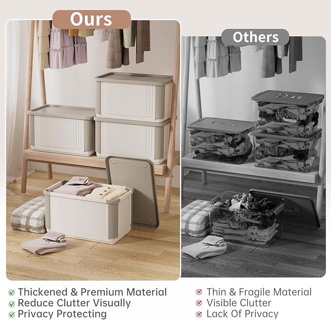 HAIXIN Collapsible Storage Bin with Lid - 62.8 QT Foldable Closet Organizers Stackable Storage Box Plastic Storage Container for Home Garage Office, 1 Pack