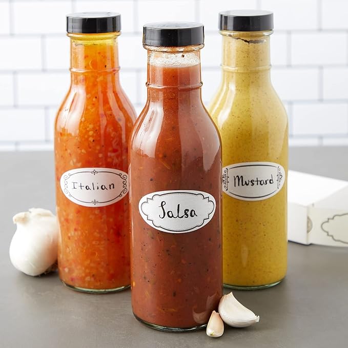 Juvale 300-Piece Dissolvable Labels for Food Storage Containers and Mason Jars - 8 Unique Sticker Designs for Kitchen, Pantry, and Canning Jars (1 x 2.25 Inches)