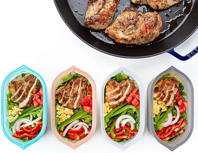 Zip Top Reusable Food Storage Bags | Large Dish [Lavender] | Silicone Meal Prep Container | Microwave, Dishwasher and Freezer Safe | Made in the USA