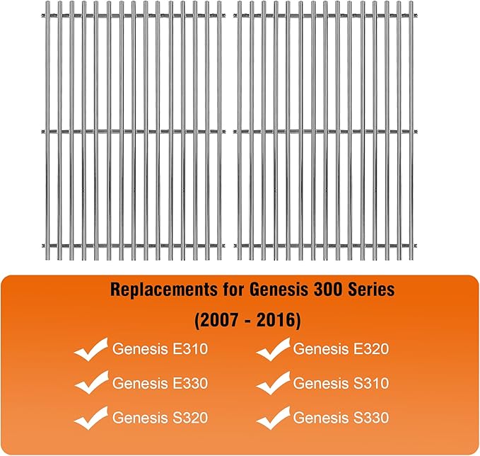 19.5" Stainless Steel Cooking Grates for Weber Genesis 300 Series, 19.5" Grill Grates Replacement Parts for Genesis E310 E320 E330 S310 S320 S330, Weber Genesis Grill Grates 7528/7524