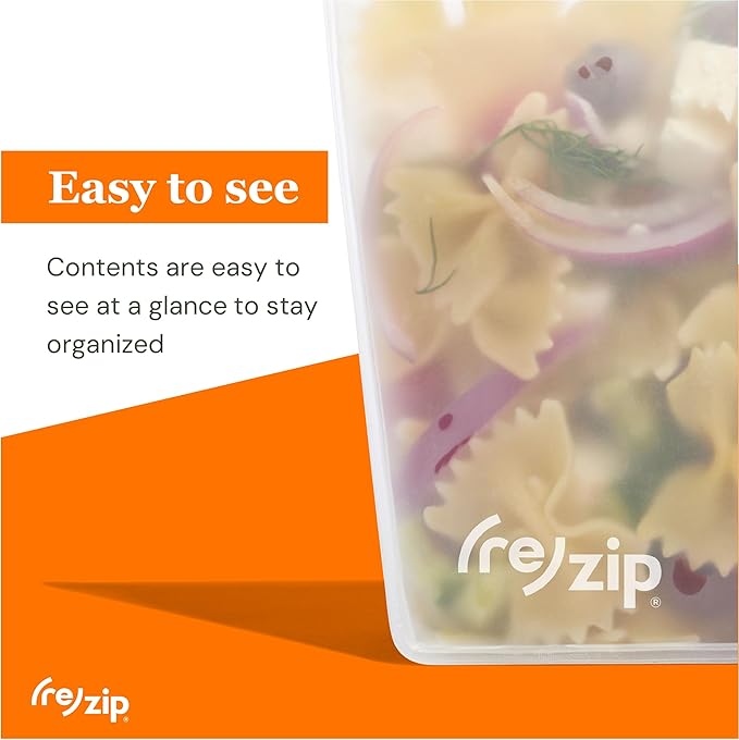 (re) zip 5-Piece Flat Lunch Reusable Food Storage Bags, BPA-Free, Leakproof, Freezer Safe, Dishwasher Safe, Travel Friendly, (3) Sandwich (3.5-Cup/28-Ounce), (2) Snack 1-Cup/8-Ounce Bags, (Clear)