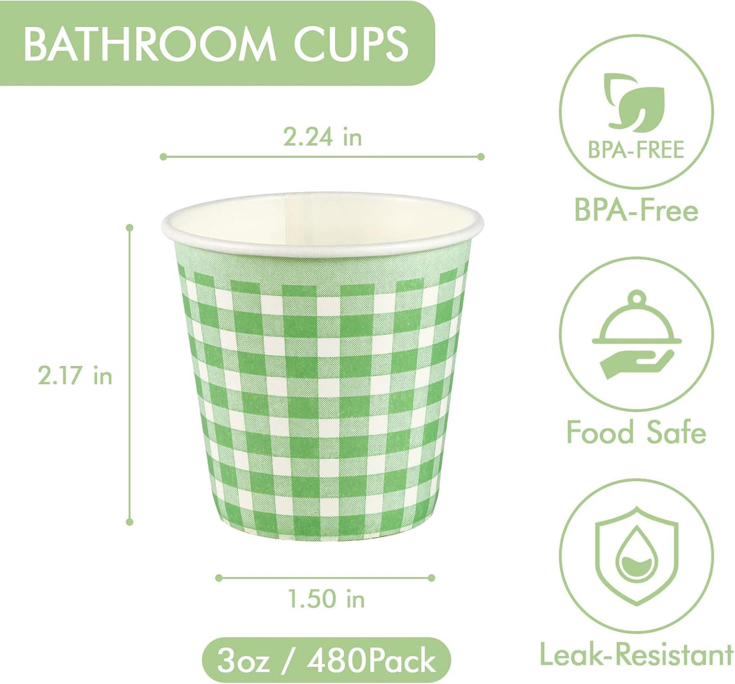 LITOPAK 480 Pack 3 oz Paper Cups, Colorful Disposable Bathroom Cups, Small Mouthwash Mugs for Home, Bathroom, Picnic, Party, and Events