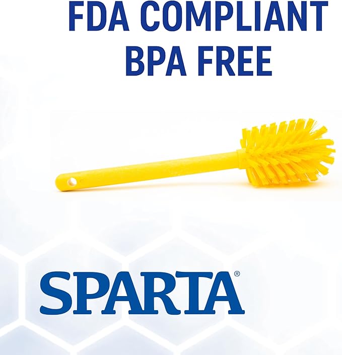 SPARTA Large Water Bottle Brush Ideal for Wide-Mouth Jars, Bottles and Tumblers, Dishwashing Tool with Handle for Home and Commercial Kitchens, Plastic, 12 Inches, Yellow