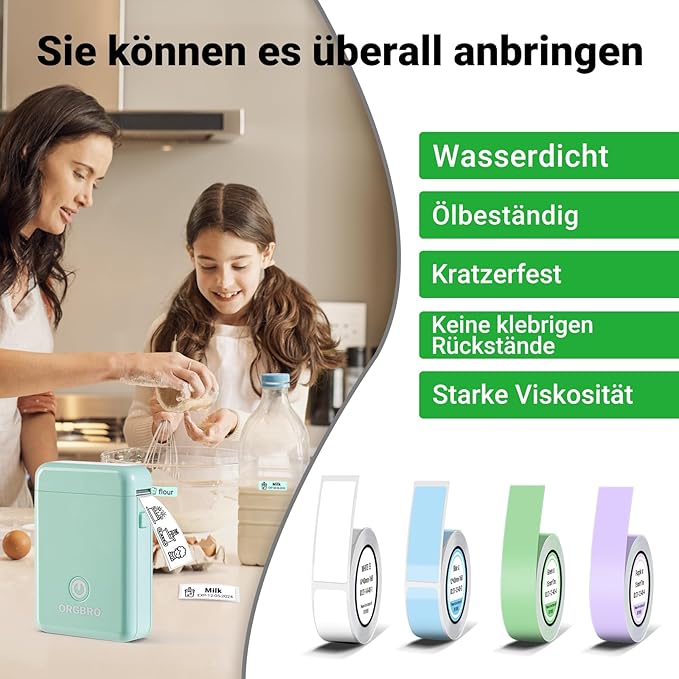 ORGBRO Label Maker Machine with Tape, X1 Portable Bluetooth Mini Label Printer, Support Pre-Cut & Continuous Label, Wireless Small Label Makers with Versatile App for School Home Office Organization