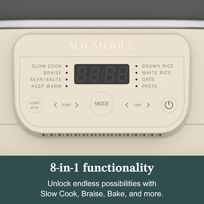 6 Quart Slow Cooker, with 8-in-1 Multi-Cooker, Casserole Programmable crock pot, Dutch Oven, Pasta, Nonstick, Oven Safe Pot to 500°F, Oatmeal