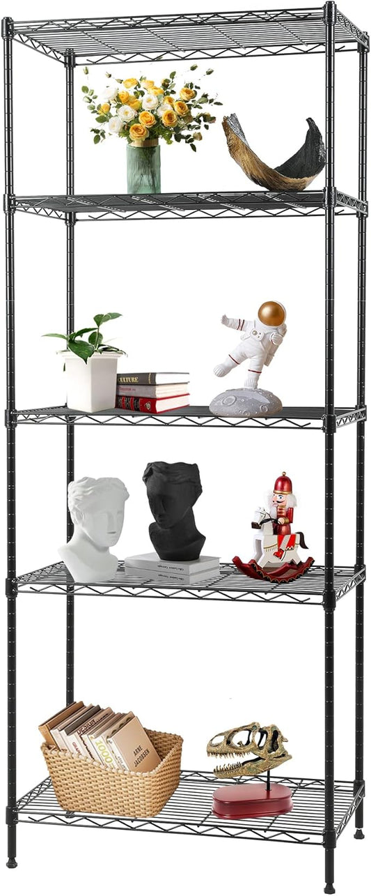 FDW Shelves,Wire Shelving Utility Storage Shelves Shelving Unit NSF Certified Height Adjustable Metal 5 Tier Shelves Easy Assembly 24" L x 14" W x 59" H,Black