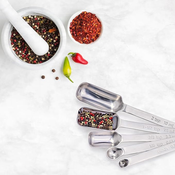 King Arthur Baking Company Odd-Sized Measuring Spoons, 18/8 Stainless Steel, 5-Piece Set