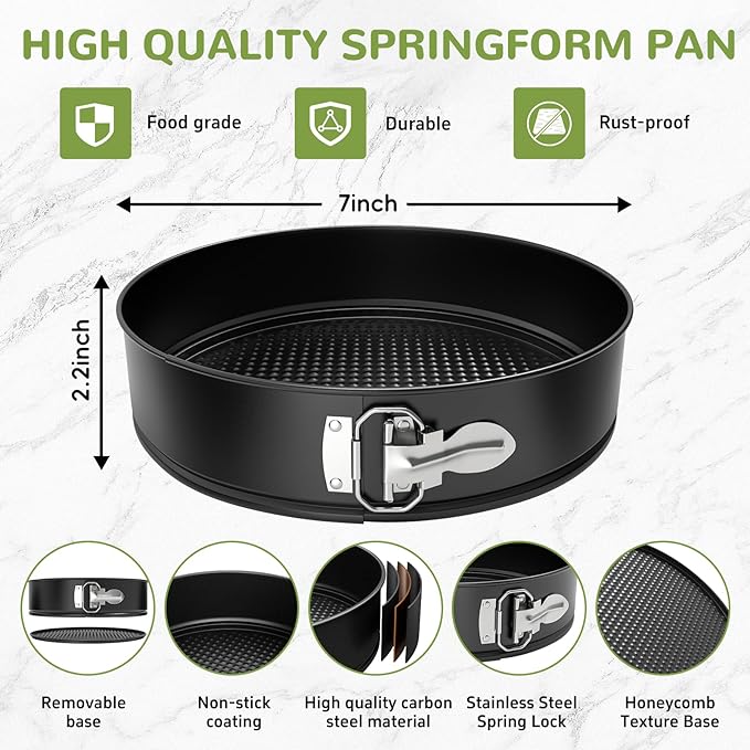7 Inch Springform Pan with Removable Bottom, Non-stick Round Spring Form Cake Mold Cheesecake Pan For Baking
