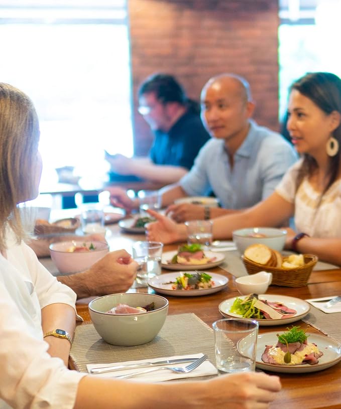 Mora Ceramic Bowls For Kitchen, 28oz - Bowl Set of 4 - For Cereal, Salad, Pasta, Soup, Dessert, Serving etc - Dishwasher, Microwave, and Oven Safe - For Breakfast, Lunch and Dinner - Earl Grey