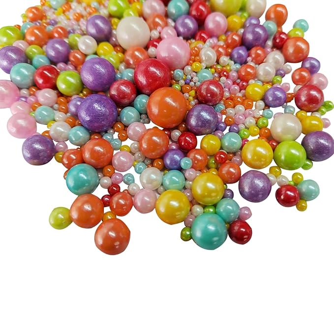 Edible Multicolor Sugar Pearls Candy Sprinkles 120G/ 4.23Ounce Baking Cake Sprinkles Cupcake and Cake Topper Cookie Decorations Wedding Party Valentines Halloween Christmas Supplies