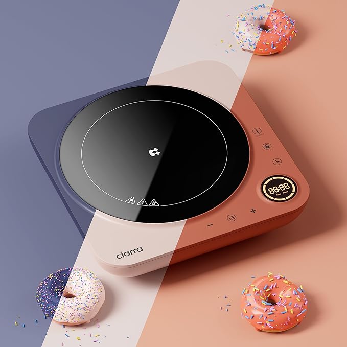 CIARRA CATIH1A-O Portable Induction Cooktop, Slim Single Electric Countertop Burner with Sensor Touch and Digital time, Orange