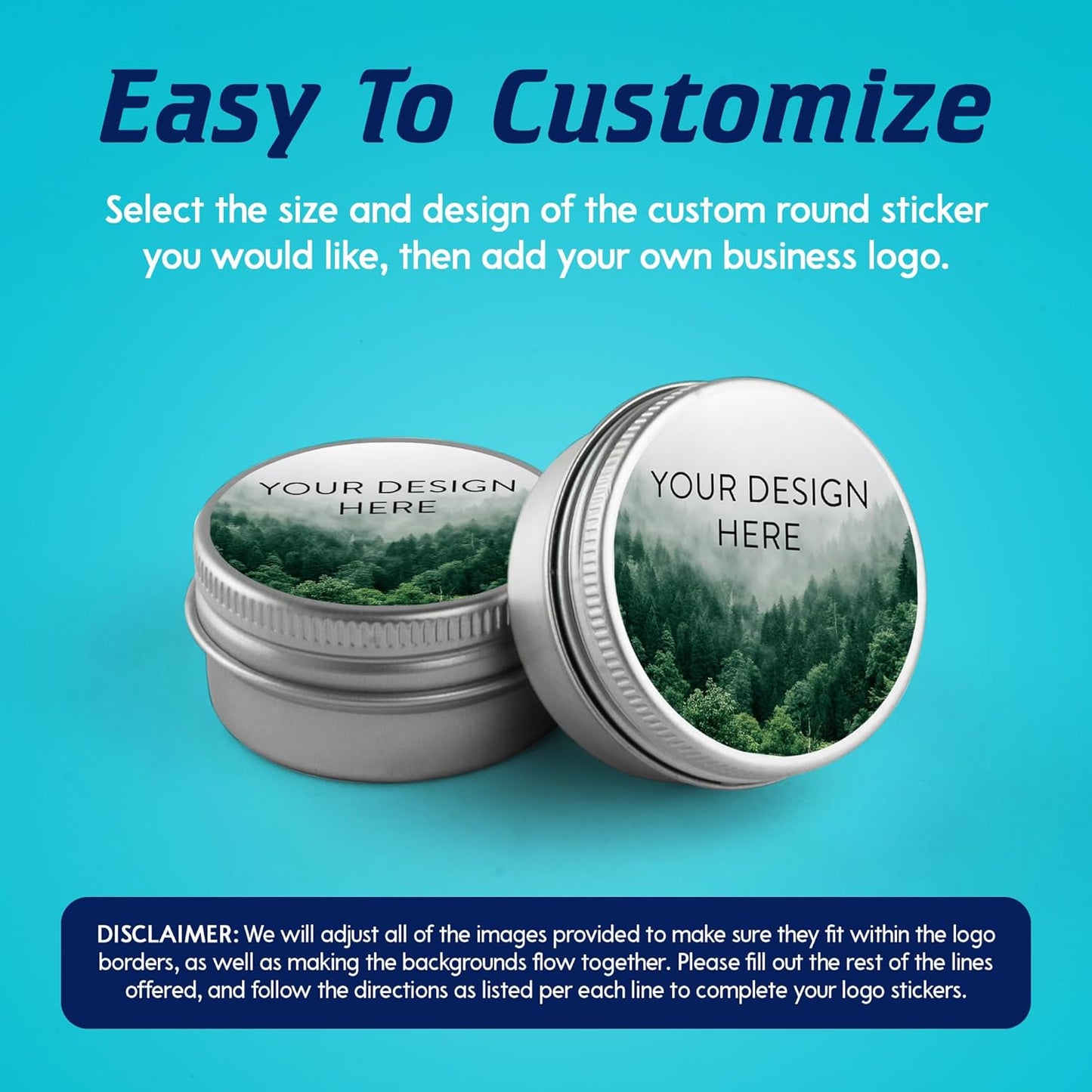 100 Custom Vinyl Stickers - Upload Your own Image, Text, Design, Logo - Personalized Logo Labels for Handmade, Packaging, Bottle, Jars, Candle, Brand Stickers (Foggy Valley, 4x4)