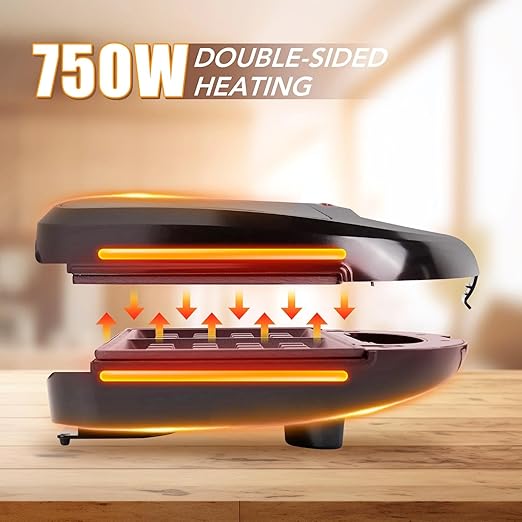 6 in 1 Waffle Maker, Sandwich Maker with Removable Plates, Donut Maker Dual-Sided Heating Non-Stick Plates, Walnut Cookie Maker, Multi Breakfast Maker for Grilled Cheese, Toast, Bread