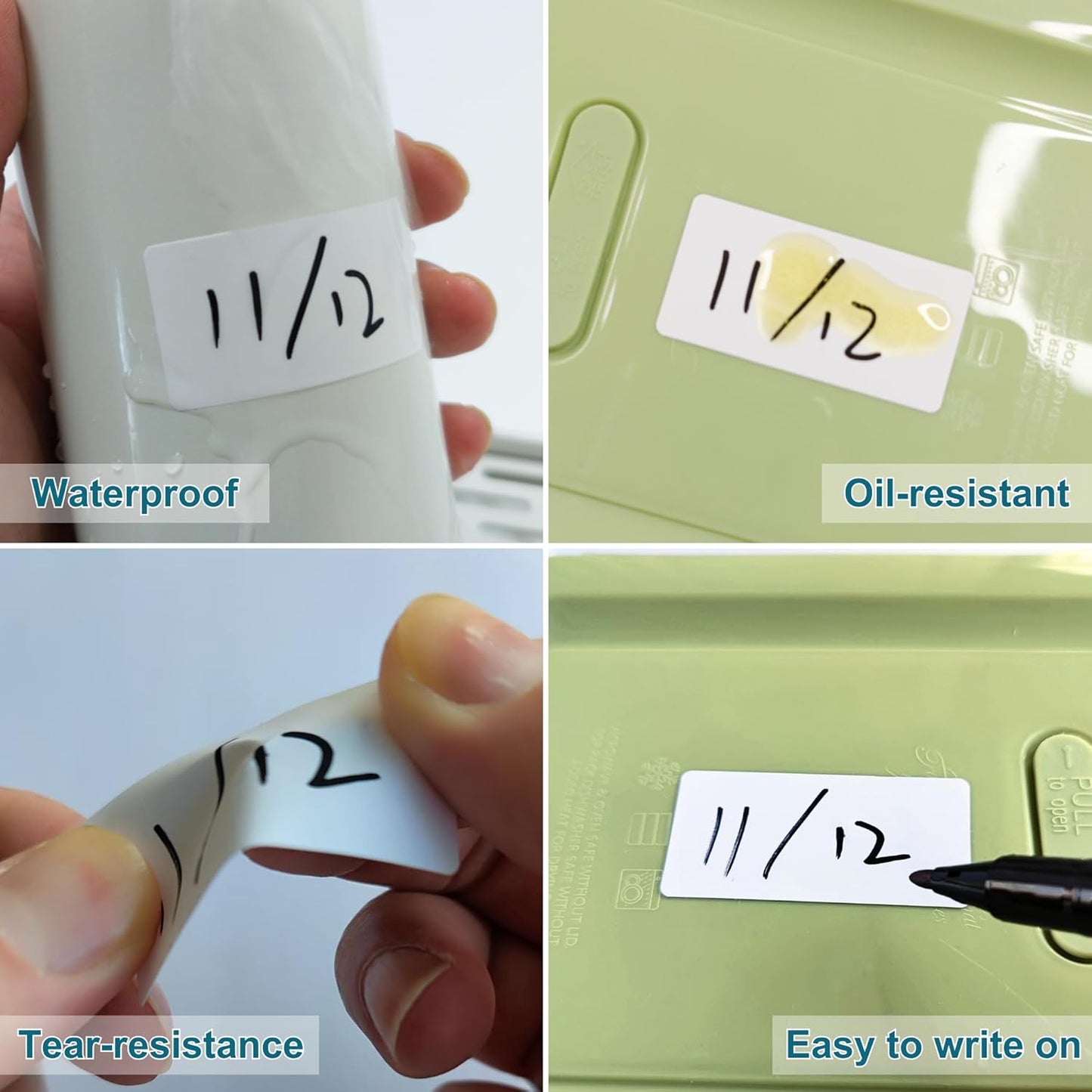CATIFLIN 1200 Blank Removable Freezer Labels, Waterproof & Oil Resistant Stickers with Perforation Line, Ideal for Food Containers, Jars, and Pantry Organization (1" x 2")