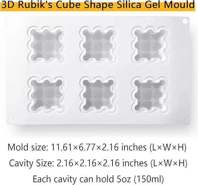 OCPO KITCHEN Bubble Silicone Baking Mold, Silicone Candle Mold, French Dessert Molds for Mousse Cake Pastry Chocolate Pudding Jelly Cheesecake Ice Cream, Cube Shape (6-Cavity)