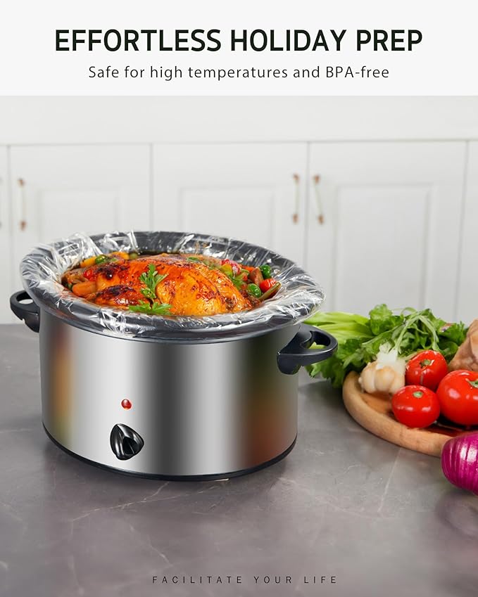 Syntus Slow Cooker Liners, 30 Count Cooking Bags Small Size Disposable Pot Liners Plastic Bags, Fit 1QT to 3QT for Slow Cooker Cooking Trays, 10.5"x 17.5", 30 Liners