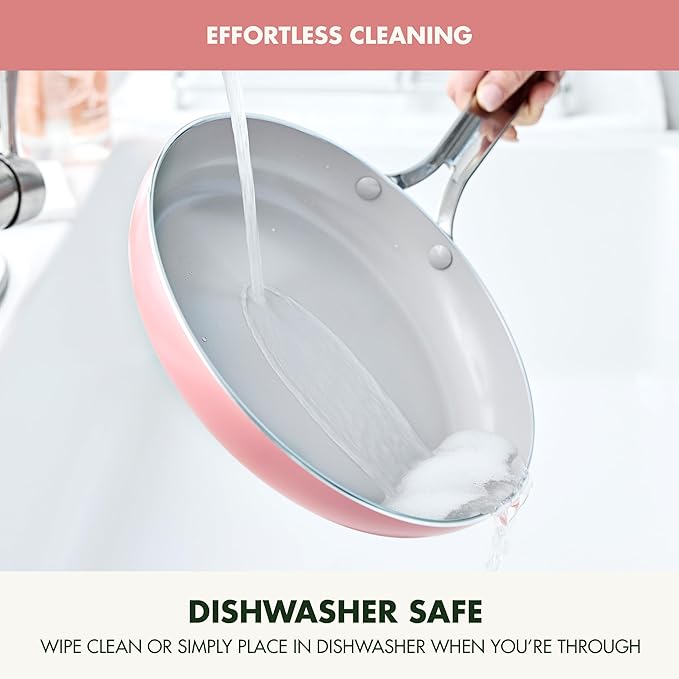 GreenPan Nova 10-Piece Cookware Pots & Pans Set, Oprah’s Favorite Things 2024, PFAS-Free Ceramic Nonstick, Fry, Sauté, Stockpot, Utensils, Lids, Induction Suitable, Dishwasher & Oven Safe, Coral