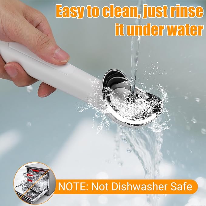 Juome Heated Ice Cream Scoop - 15 Seconds Fast Heating Electric Ice Cream Scooper USB Rechargeable, Handheld Heats Up to 158°F with LED Display for Hard Ice Cream, Easy Use for Seniors & Kids (White)