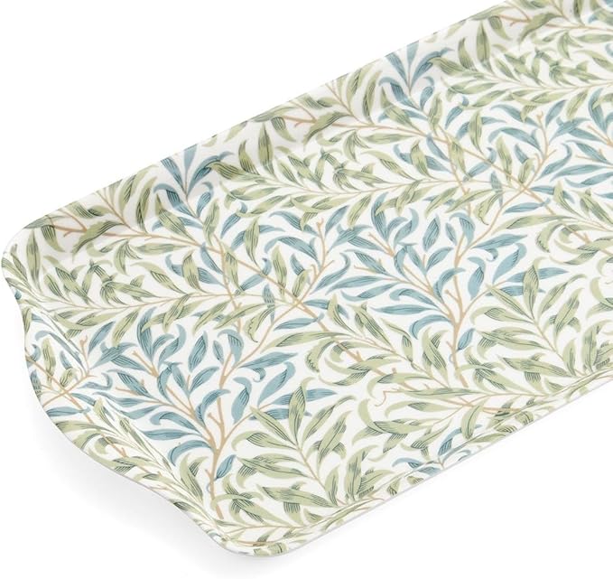 Pimpernel Morris & Co Willow Bough Sandwich Tray - Soft Sage Melamine Serving Tray for Tea Time, Light Snacks, TV Lunches - Easy-Clean Surface & Dishwasher Safe - 15 x 6 Inch, Ideal Housewarming Gift