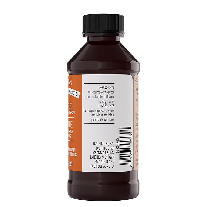 LorAnn Oils Maple Bakery Emulsion: True Essence, Ideal for Boosting Fruit Tones in Cakes, Cookies & Desserts, Gluten-Free, Keto-Friendly, Extract Substitute Essential for Your Kitchen, 4 Oz