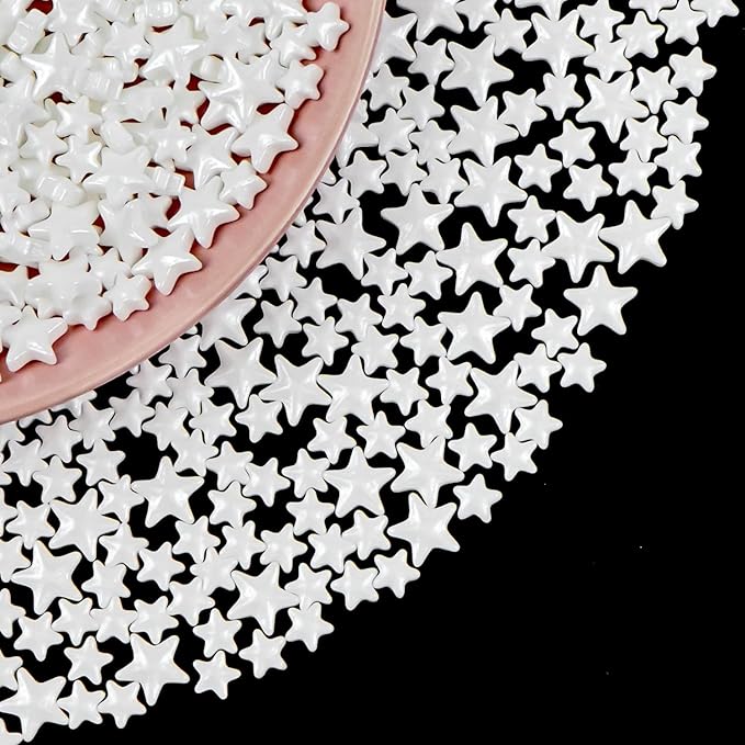 White Star Sprinkles for Cake Decorating, Edible Star Candy, 150g/5.29oz Mix Size, Baking Cake Decoration, Cupcake, Cookie, Holiday, Valentine's Day, Wedding Party, Christmas Supplies