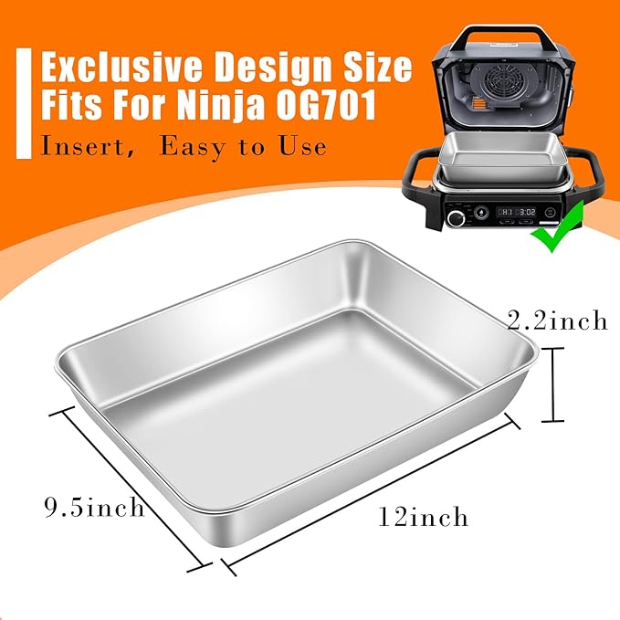 Non-Stick 304 Stainless Steel Baking Sheet Pan - 12"x9"x2" Multipurpose Dishwasher Safe Cookie Sheet | Healthy, Warp & Rust Resistant Bakeware for Pizza, Lasagna, Roasting