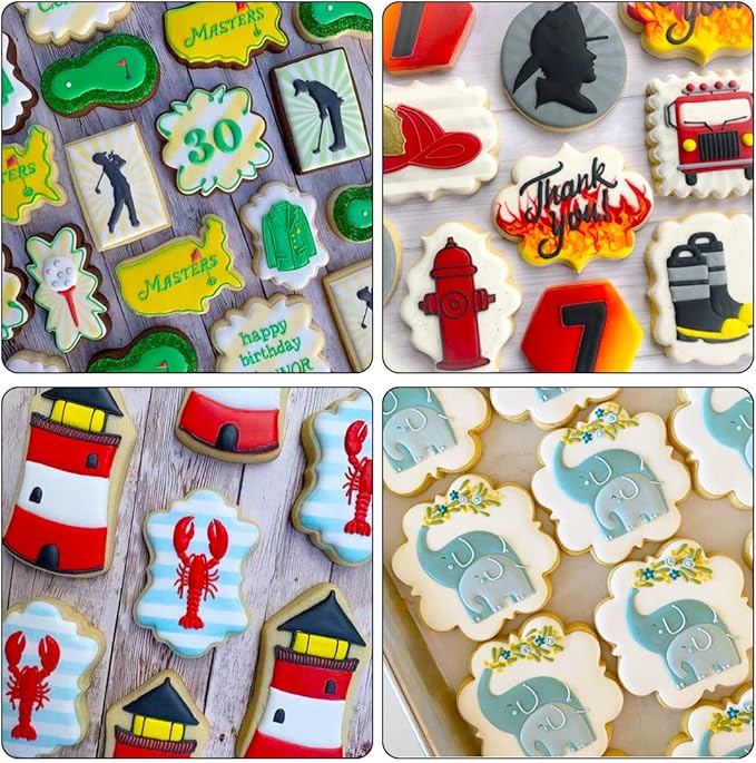 Frame Cookie Cutters 10pcs Stainless Steel Plaque Cookie Cutter Difference Shapes, DIY Fondant Cutters Tiles Metal Pancake Molds for Biscuit Wedding Baking Decorations Holiday Birthday Party