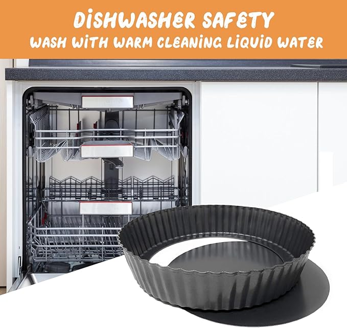 Deep Tart Pan, 9.5 x 2.2 Inches Non-Stick Tall Tart Pan Bottom Can Be Removed. Suitable for Making Various Pies, Tarts and Quiche. Easy to Clean is the Choice for Home Baking