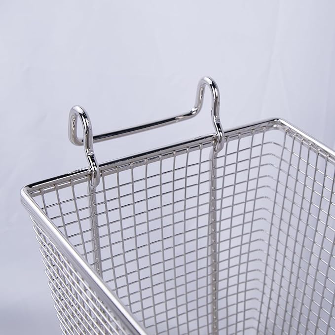 CLIVIA Deep Fryer Basket Only, 4 Pack Commercial Fry Baskets with Handle and Front Hooks, 13¼" x 6½" x 6" Frying Basket for Natural Gas Liquid Propane Deep Fryer