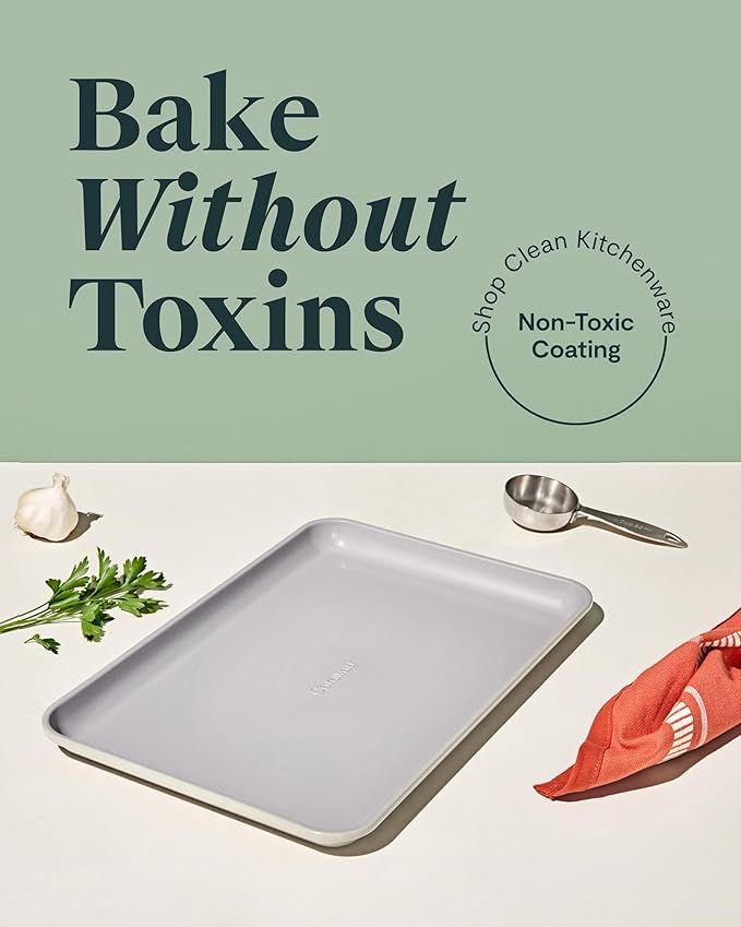 Caraway Non-Stick Ceramic Medium Baking Sheet - Naturally Slick Ceramic Coating - Non-Toxic, PTFE & PFOA Free - Perfect for Baking, Roasting, and More - Medium (15" x 10") - Cream