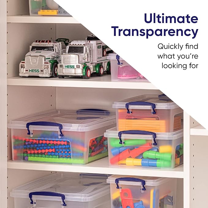 Superio Storage Bins with Lids, Clear Plastic Containers for Organizing, Stackable Totes, BPA Free, Odor Free, Organizer Boxes for Home, and Dorm (2 Pack, 22.7 Qt)