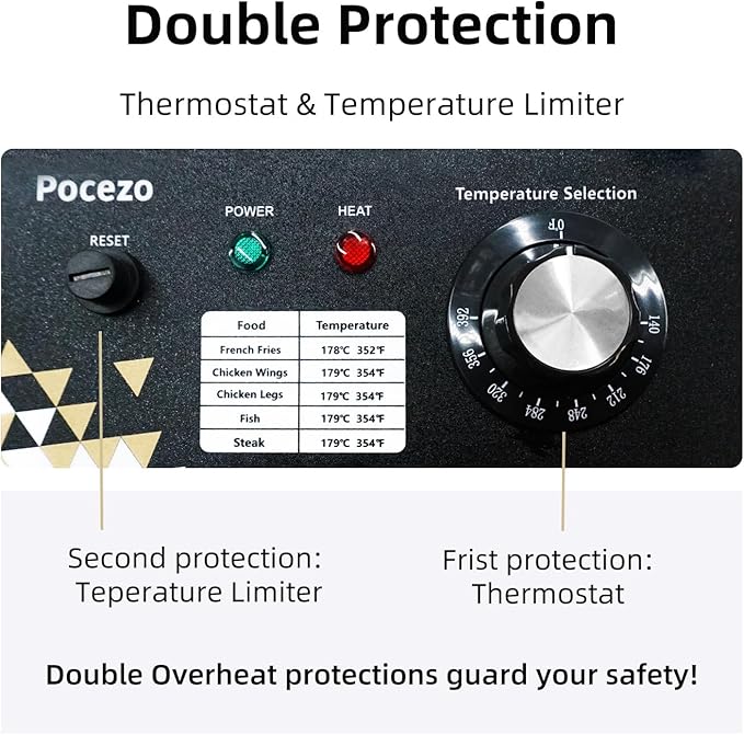 Deep Fryer with Basket, 22.6L/24QT Stainless Steel Countertop Electric Fryer for Home and Commercial Use, Oil Fryer with Temperature Control and Double Overheat Protection