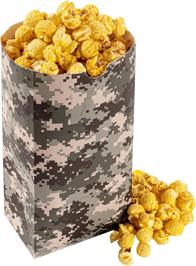 Restaurantware Bag Tek 4 LB Disposable Lunch Bags 100 Sturdy Take Out Bags - Flat Bottom Great For Restaurants Cafes And Bakeries Camouflage Paper Popcorn Bags Versatile For Grocery And More