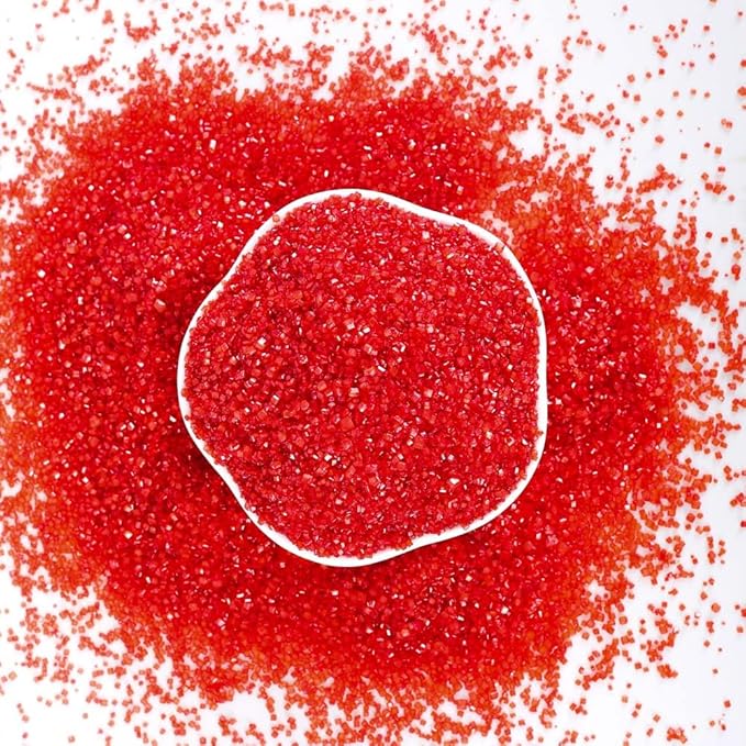 Kasvan Red Sanding Sugar Sprinkles - Edible Sugar Crystals, Baking Cake Decorations, Ice Cream Toppings cupcake Decorating, Wedding Party Chirstmas Supplies, 85g/3.2oz