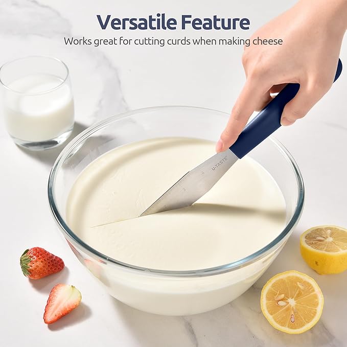 U-Taste 6in Cake Icing Spatula: Flexible Decorating Frosting Knife with Straight Thinner Stainless Steel Blade, Smooth Spreading Tools with Comfortable PP Handle for Cream, Cupcake (Midnight Blue)