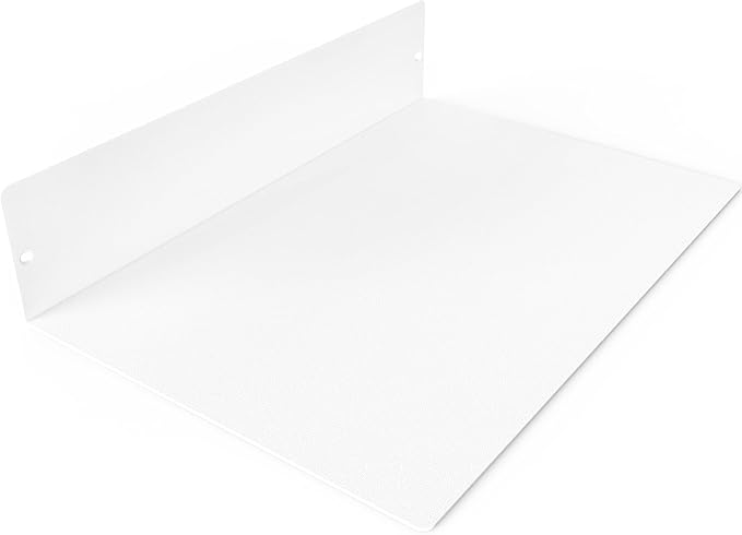 DIY CARTEL Made in USA Linear Floating Shelf - Forged USA Manufactured Steel - Industrial Heavy Duty Metal Wall Mounted Modern Rustic Farmhouse Designed Shelf (12-in X 8-in Powder Coated White)