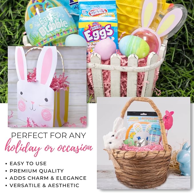 MagicWater Crinkle Cut Paper for Gift Baskets - 2LB - Light Pink - Perfect for Shredded Paper Filler, Basket Filler, Gift Boxes, Bridesmaid Gifts, Halloween Stuffers & More – Ideal for All Occasions