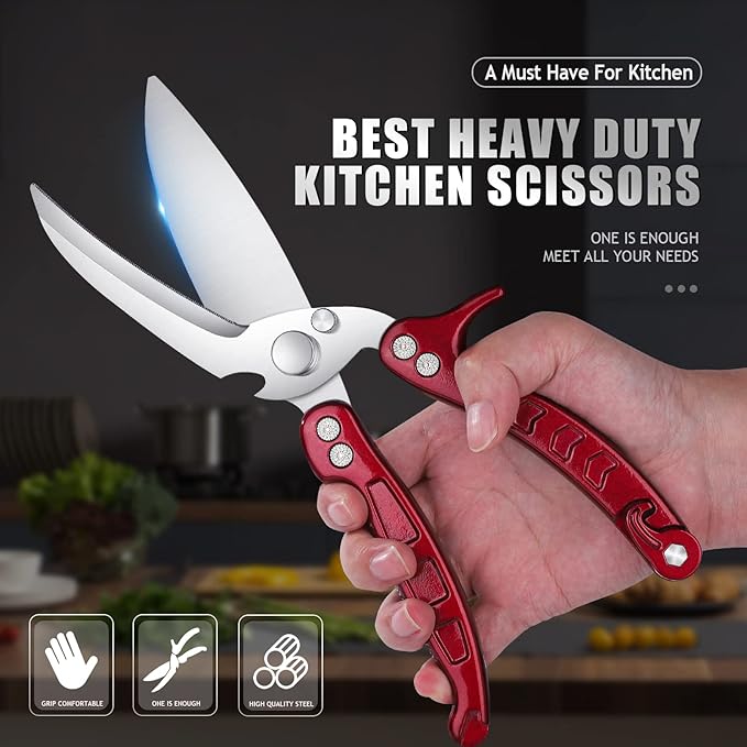 DRAGON RIOT Heavy Duty Poultry Shears - A Must Have Kitchen Shears for Chicken and Meat Cutting - Dishwasher Safe and Stainless Food Kitchen Scissors for Thanksgiving