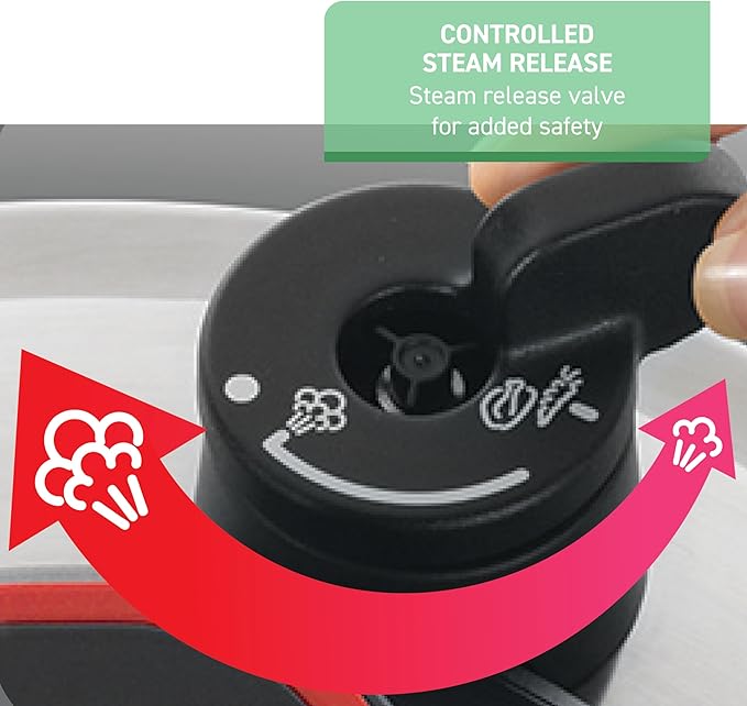 T-fal Clipso Stainless Steel Pressure Cooker 6.3 Quart, Induction, Secure locking System, One Hand System, Recipe Book Included, Cookware, Pots and Pans, Kitchen, Dishwasher Safe, Silver