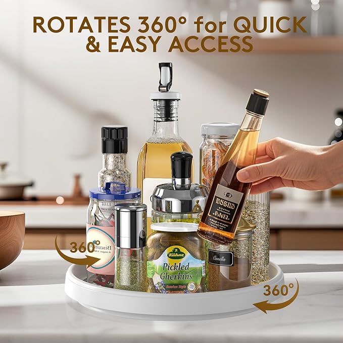 Lazy Susan Turntable Organization for Kitchen Storage, Cabinet Organizer for Pantry,Countertop,Vanity,Table 10 Inch,Rotating Tray Organizing Spice Rack,Fridge,Bathroom,Makeup,Non-Skid