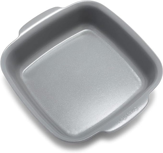 GreenPan Premiere Ovenware Healthy Ceramic Nonstick 8" Square Cake Baking Pan, Cast Aluminum Bakeware, Warp-Free, Oven and Broiler safe to 600F, Dishwasher Safe, PFAS-Free, Gray