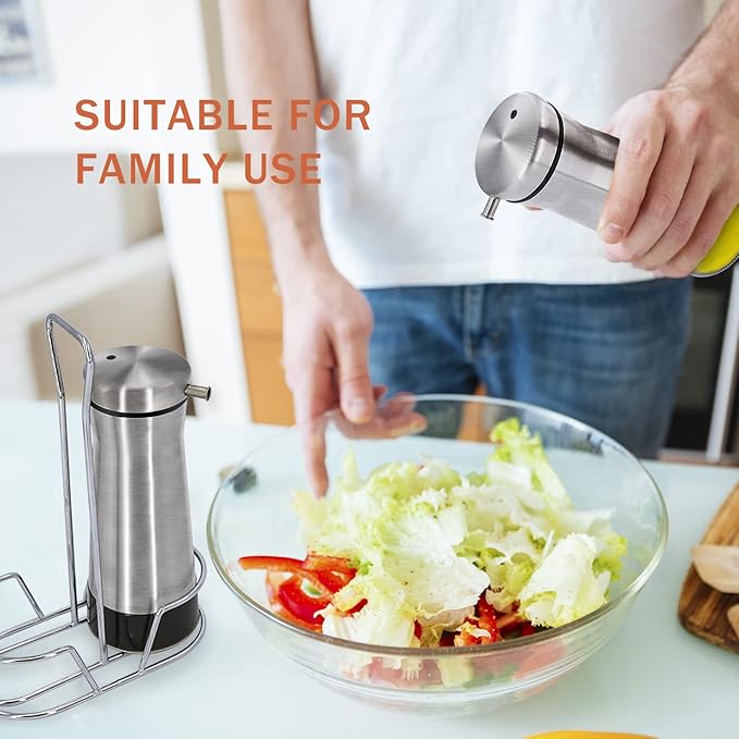 Aelga Oil And Vinegar Dispenser Set with Caddy - 2 Pack Oil Dispenser Bottle for Kitchen with No-Drip - Kitchen Decor and Accessories for Home Restaurants Weddings